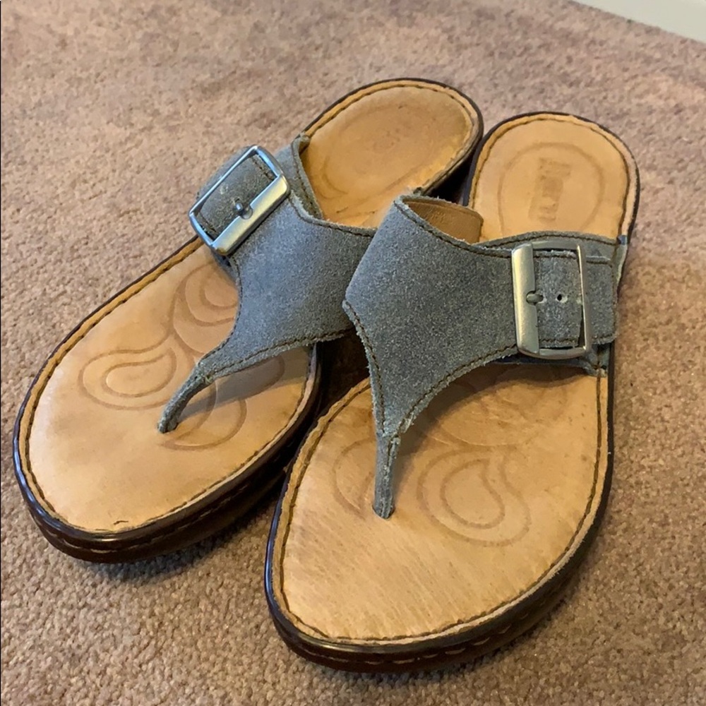 Born Blue Leather Wedges